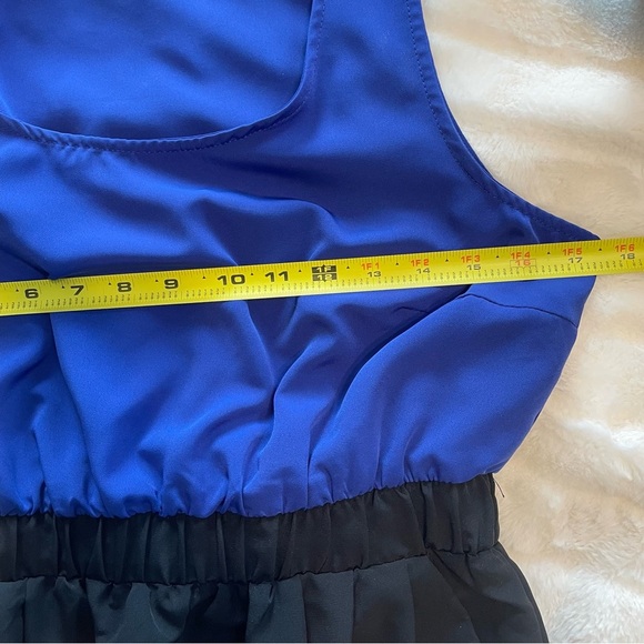 Blue/black color block sleeveless dress pockets DJ Tanner - Picture 6 of 7